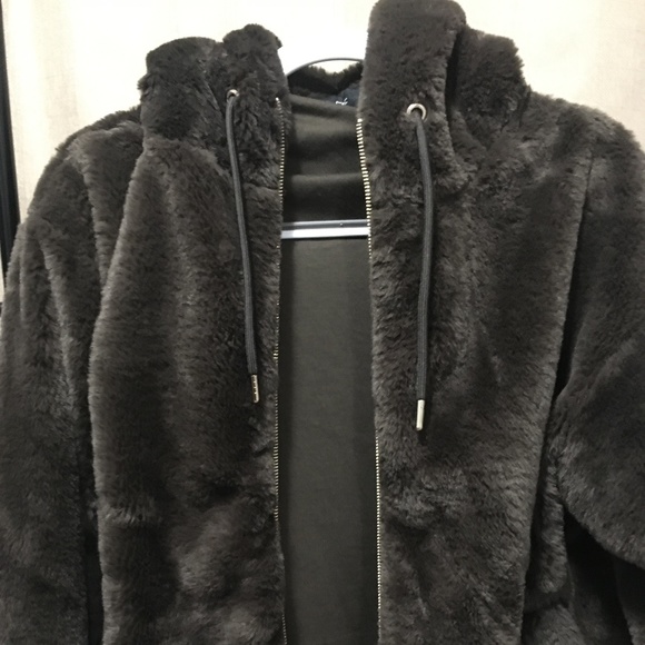 Faux Fur Hoodie Jacket in Brown - Picture 1 of 4